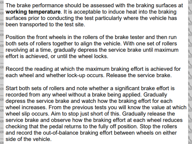 IVA Manual Brake Test